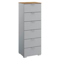 KOMMODE 40/119/42 cm  in Grau, Eichefarben  - Eichefarben/Alufarben, Trend, Holzwerkstoff/Kunststoff (40/119/42cm) - Stylife