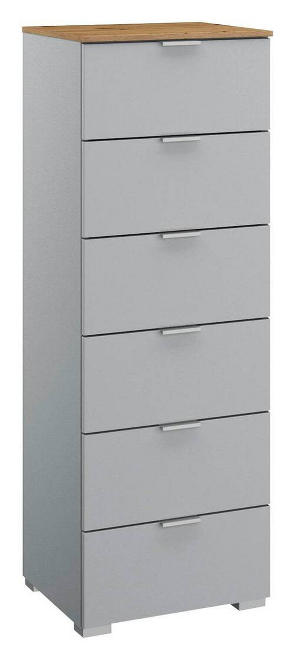 KOMMODE 40/119/42 cm  in Grau, Eichefarben  - Eichefarben/Alufarben, Trend, Holzwerkstoff/Kunststoff (40/119/42cm) - Stylife