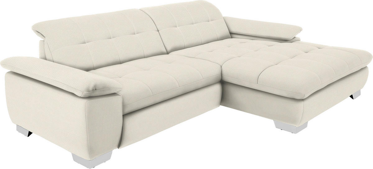 ECKSOFA in Mikrofaser Weiß  265/180 cm  - Chromfarben/Weiß, Design, Textil/Metall (265/180cm) - Carryhome