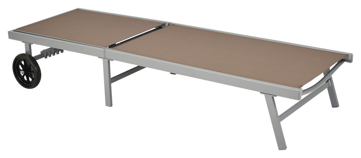 ZAHRADNÍ LEHÁTKO kov, plast - barvy stříbra/šedohnědá, Moderní, kov/plast (201/98/65cm) - Gardenson