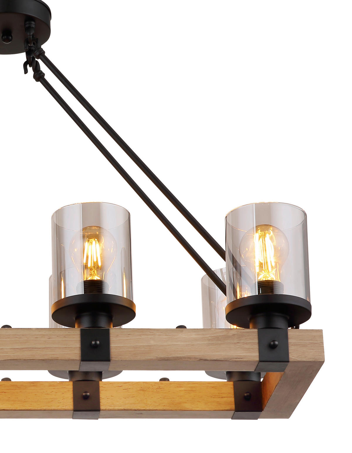 HÄNGELEUCHTE 75/31,5/100 cm  - Dunkelbraun/Schwarz, Natur, Glas/Holz (75/31,5/100cm) - Globo