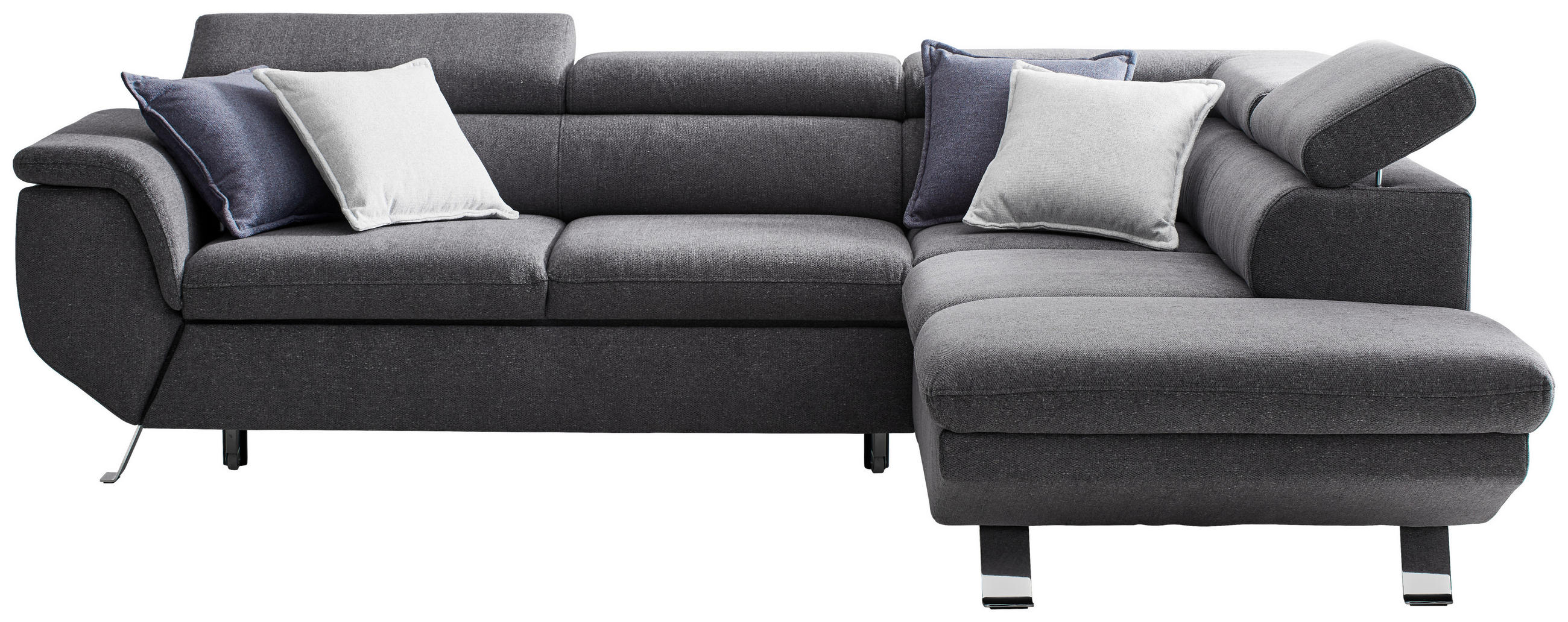 SOFFA i textil mörkgrå - mörkgrå/kromfärg, Design, metall/textil (220/340/174cm) - Welnova