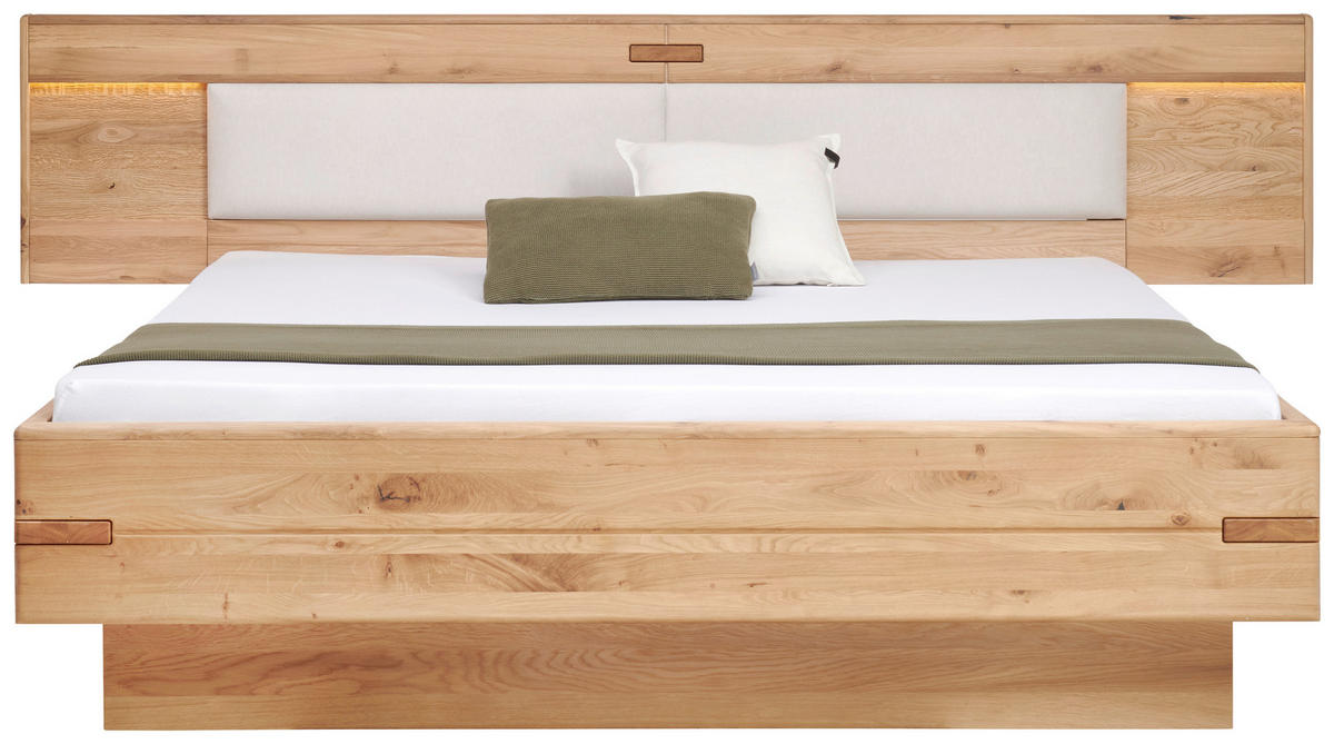 BETTANLAGE 180/200 cm  Kaschmir, Eiche Bianco   - Kaschmir/Eiche Bianco, Design, Glas/Holz (180/200cm) - Linea Natura