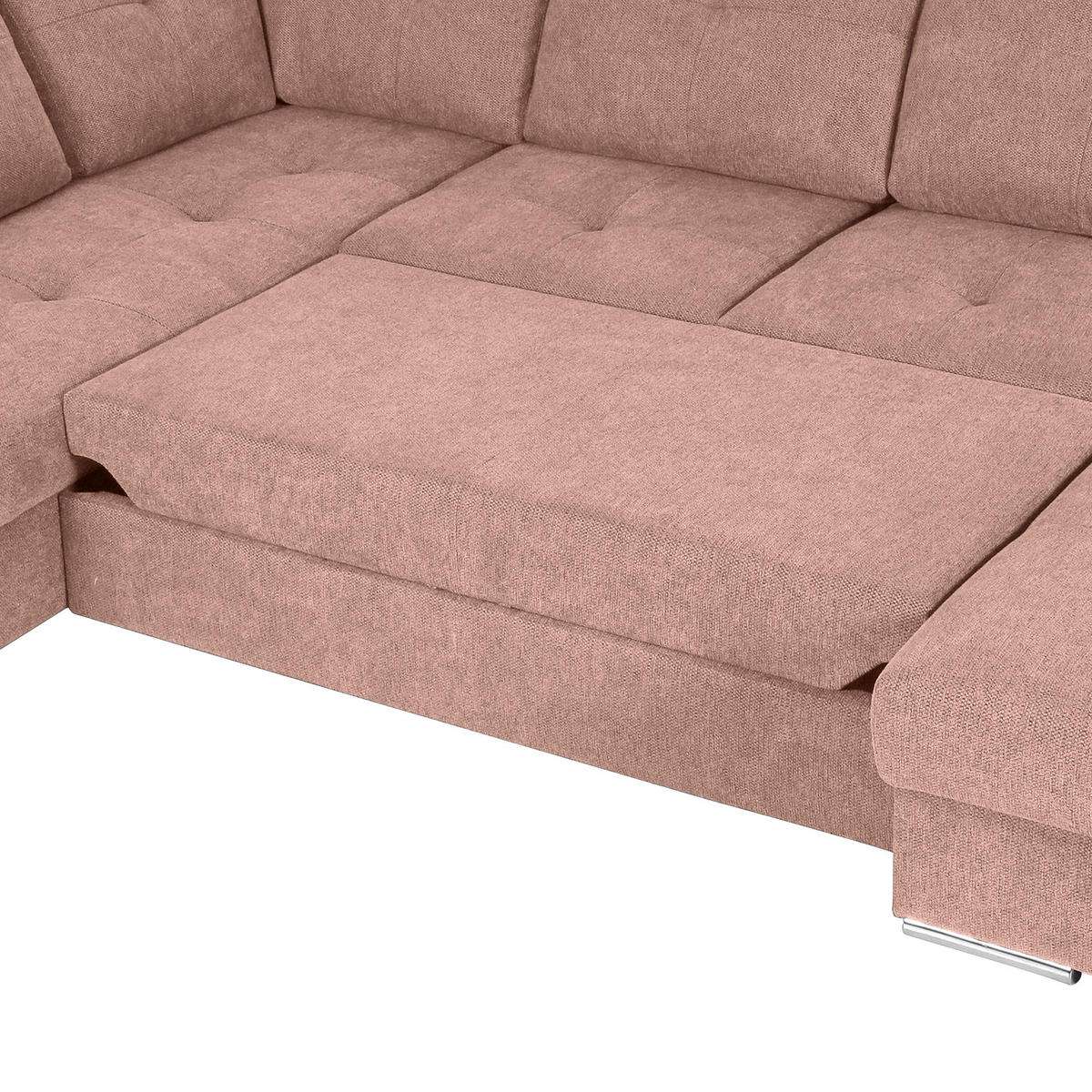 WOHNLANDSCHAFT in Flachgewebe Altrosa  - Chromfarben/Altrosa, Konventionell, Kunststoff/Textil (217/338/180cm) - Hom`in