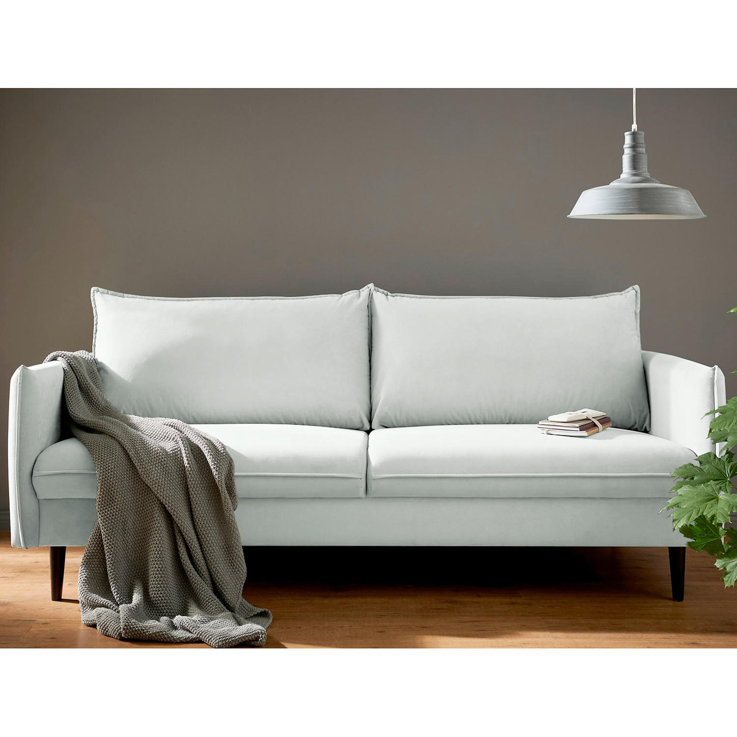 3-SITZER-SOFA JULI in Samt Dunkelblau  - Schwarz/Dunkelblau, Design, Holz/Textil (203/86/100cm) - P & B