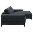 ECKSOFA  in Flachgewebe Dunkelgrau  253/177 cm  - Dunkelgrau/Schwarz, Design, Textil/Metall (253/177cm) - Dieter Knoll