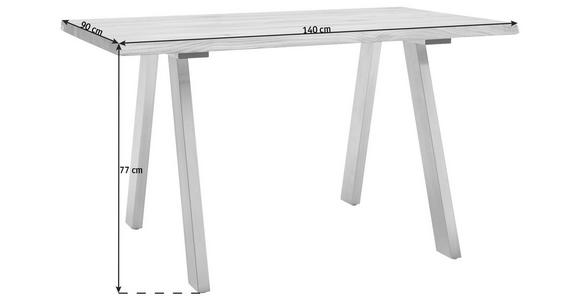 ESSTISCH Eiche massiv rechteckig Edelstahlfarben, Eichefarben - Edelstahlfarben/Eichefarben, Design, Holz/Metall (140/90/77cm) - Dieter Knoll