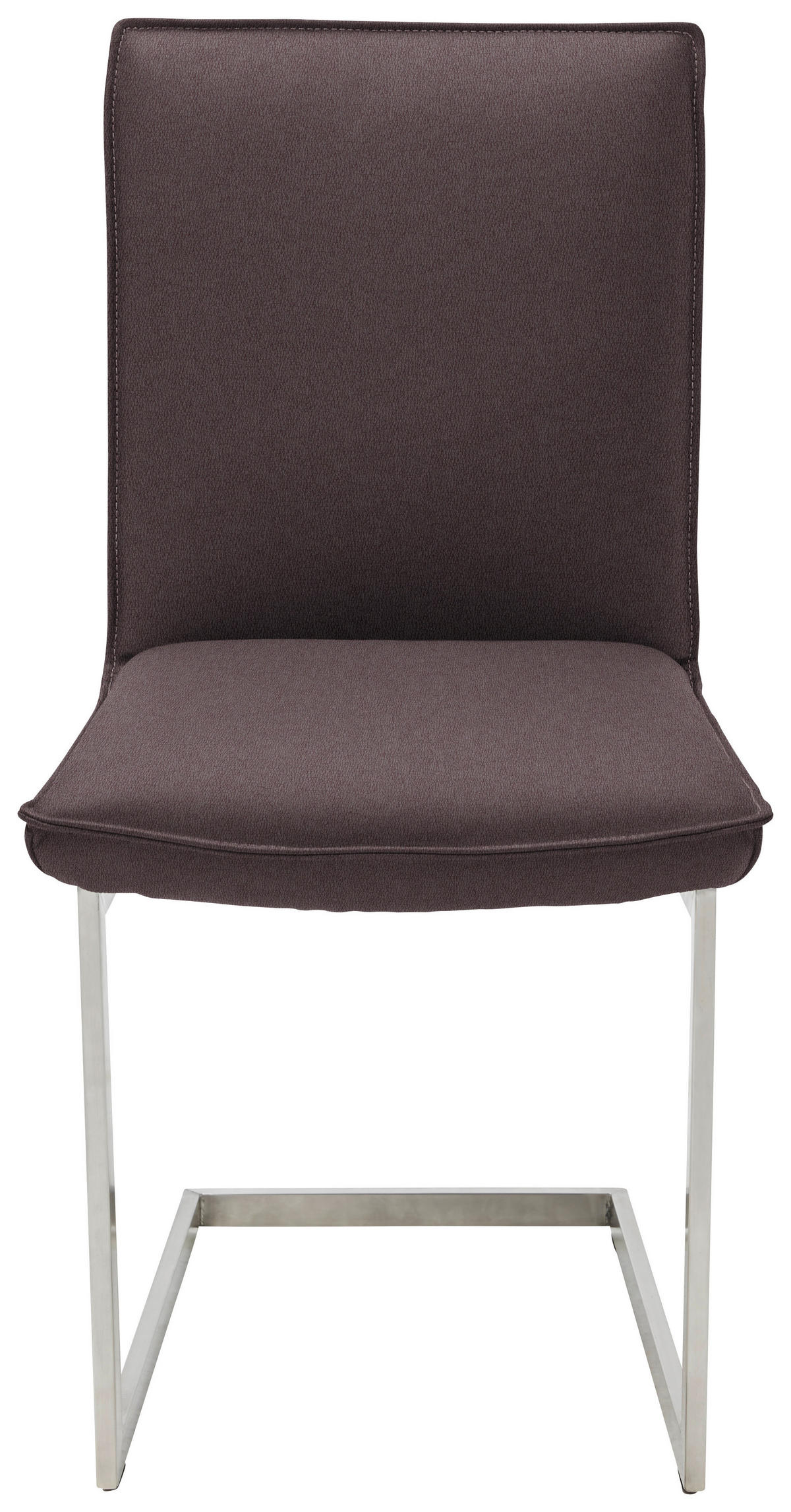 SCHWINGSTUHL  in Nickel Echtleder pigmentiert  - Edelstahlfarben/Dunkelbraun, Design, Leder/Metall (48/93/65cm) - Ambiente