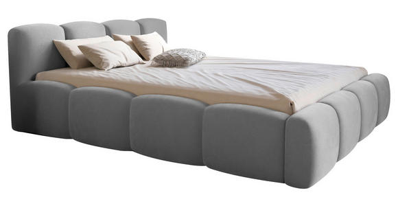 POLSTERBETT Lattenrost, Bettkasten Hellgrau 140/200 cm  - Hellgrau/Schwarz, Design, Holz/Textil (140/200cm) - Carryhome
