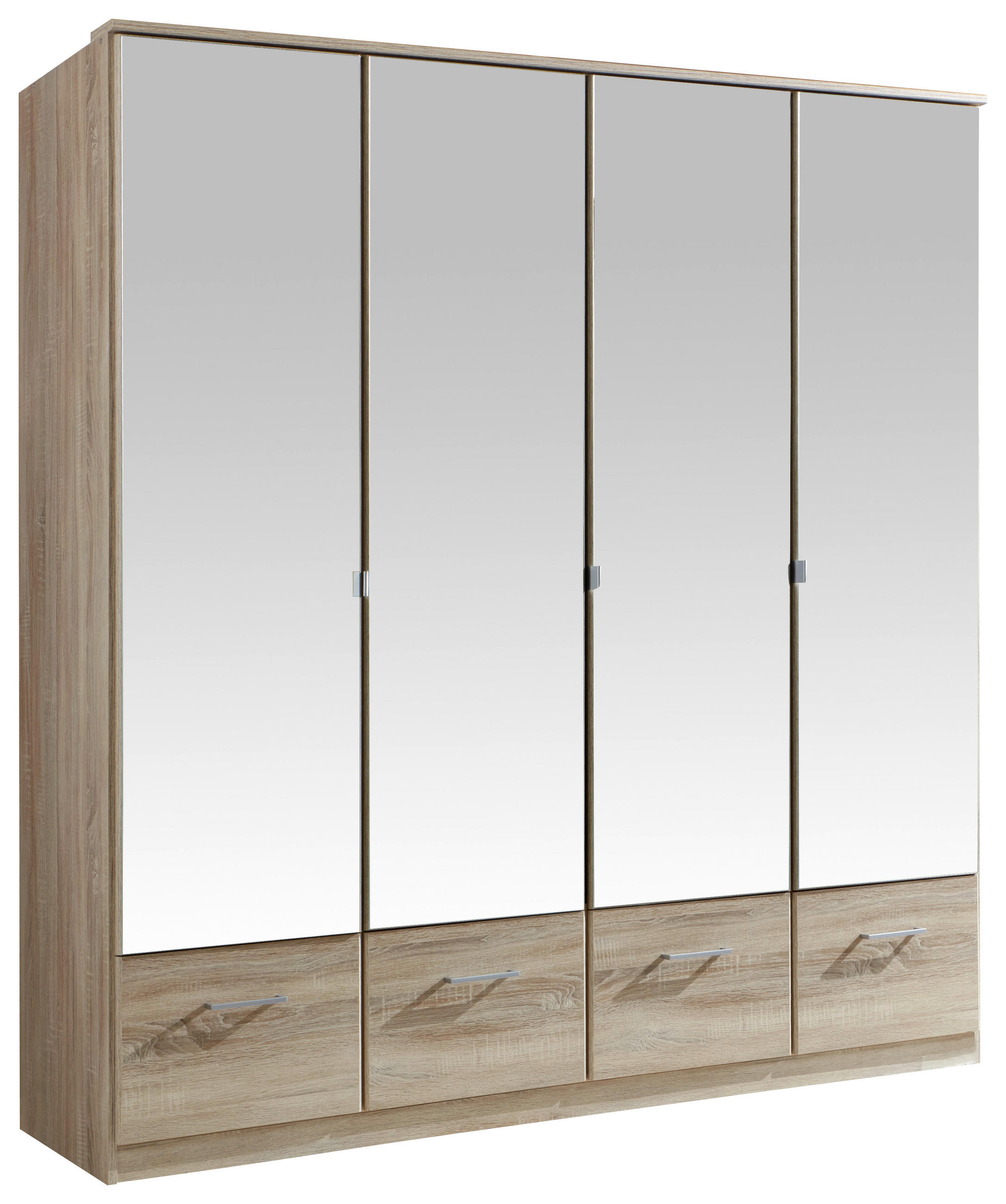 DREHTÜRENSCHRANK  in Eichefarben  - Eichefarben/Alufarben, KONVENTIONELL, Glas/Holzwerkstoff (180/199/58cm) - MID.YOU
