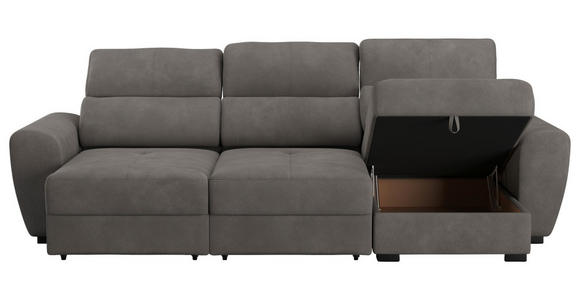 ECKSOFA in Mikrofaser Graubraun  - Graubraun/Schwarz, KONVENTIONELL, Kunststoff/Textil (285/177cm) - Carryhome