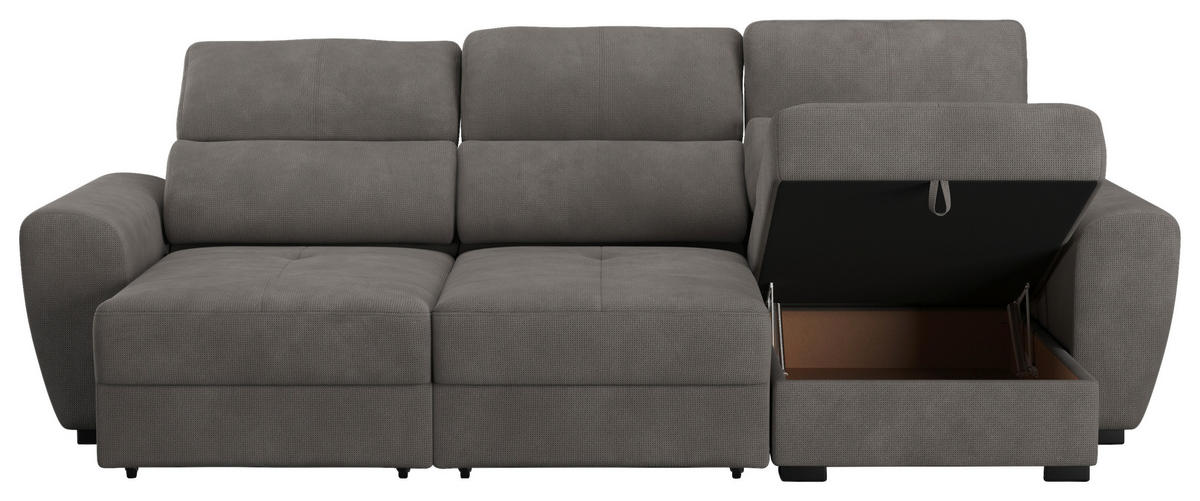 ECKSOFA in Mikrofaser Graubraun  - Graubraun/Schwarz, Konventionell, Kunststoff/Textil (285/177cm) - MID.YOU