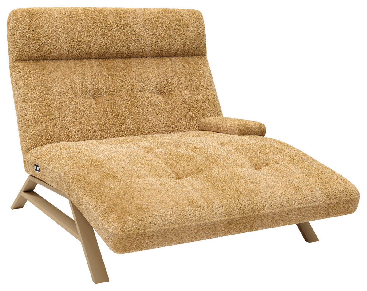 RELAXLIEGE Chenille, Teddystoff Goldfarben  - Goldfarben/Cappuccino, Design, Textil/Metall (120/54-113/158-198cm) - Pure Home Lifestyle