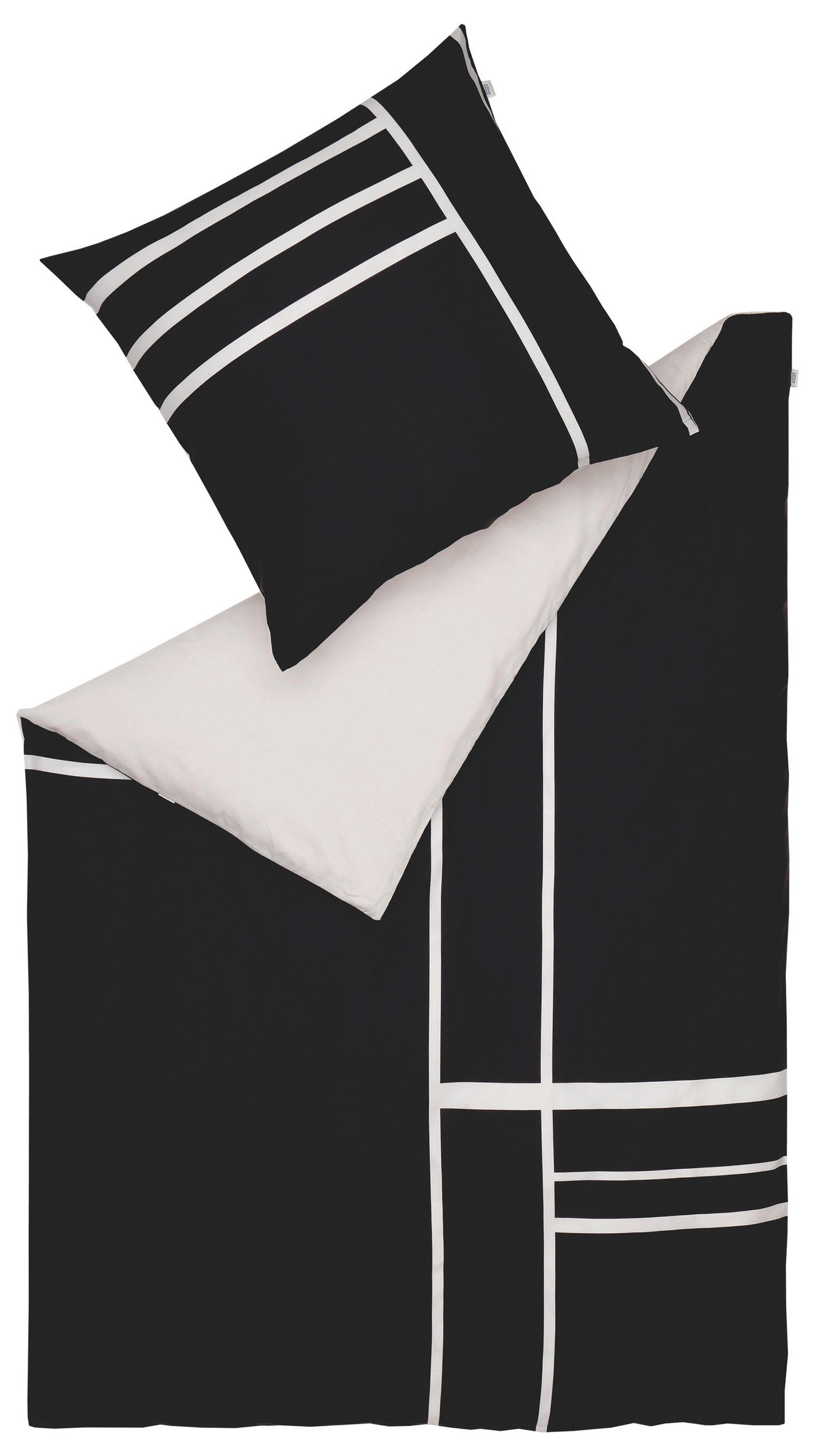POVLEČENÍ, satén, antracitová, krémová, černá, bílá, 140/200 cm - bílá/černá, Basics, textil (140/200cm) - Schöner Wohnen