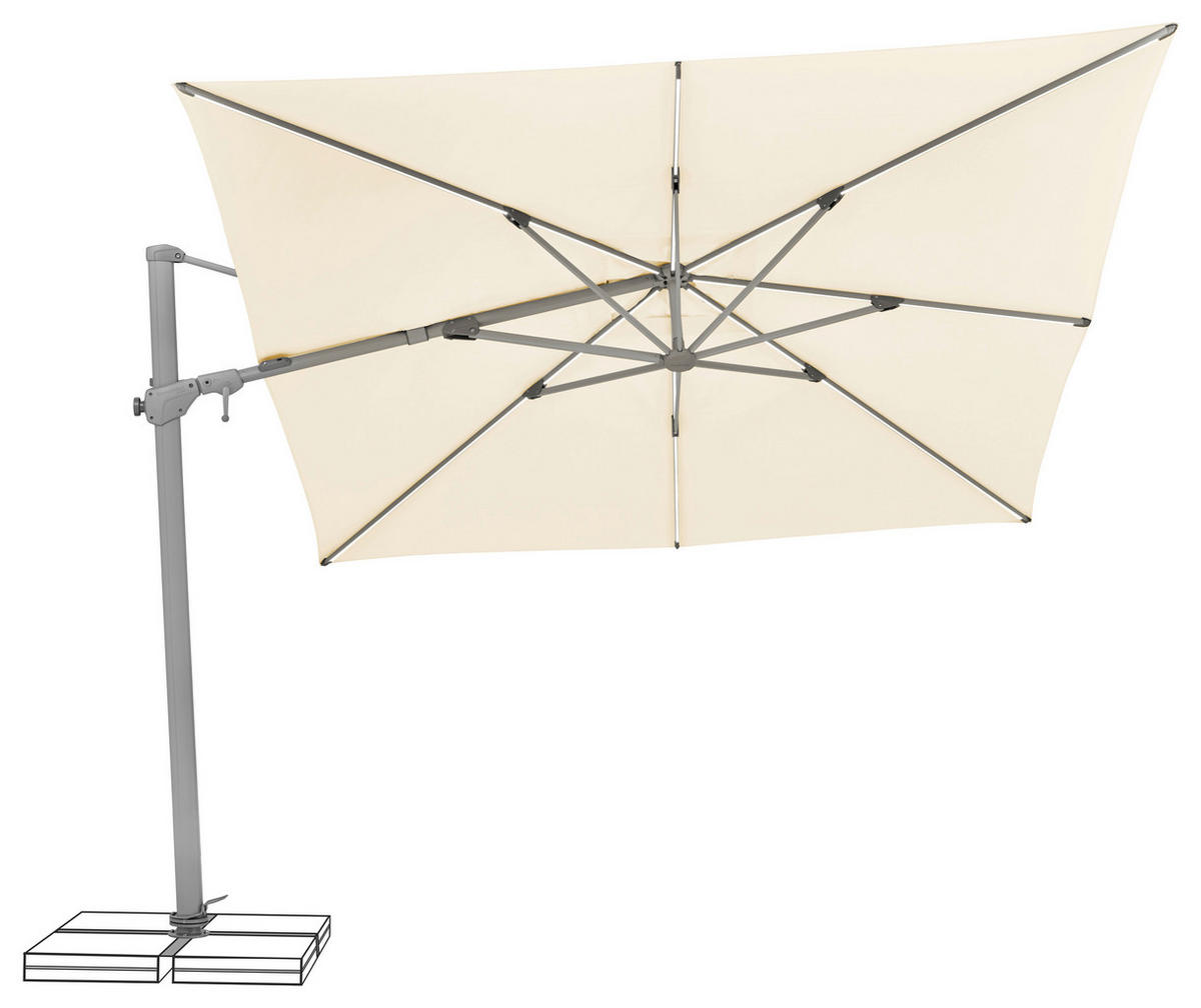AMPELSCHIRM 300 cm  - Ecru/Silberfarben, Basics, Textil/Metall (300/300cm) - Suncomfort by Glatz