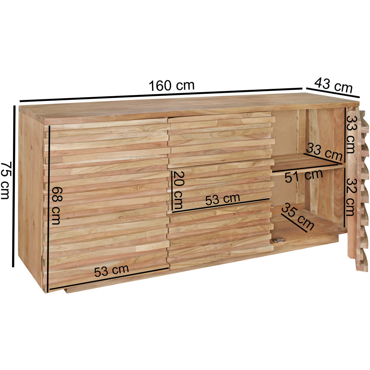 SIDEBOARD 160/75/43 cm  - Akaziefarben, Design, Holz (160/75/43cm) - MID.YOU