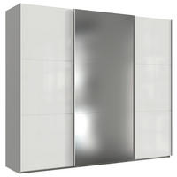 SCHWEBETÜRENSCHRANK Weiss, Weiss Hochglanz  - Weiss Hochglanz/Weiss, Modern, Glas/Holzwerkstoff (250/216/65cm) - Stylife