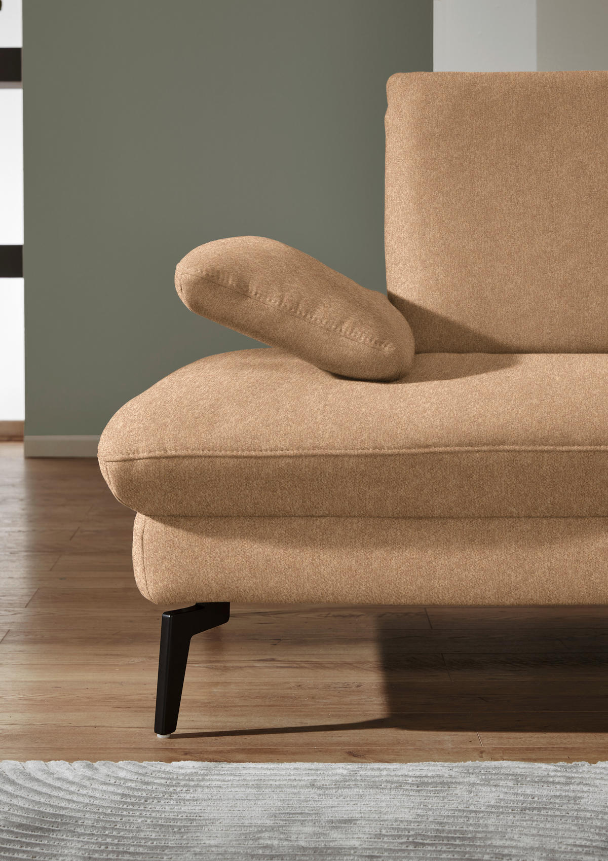 ECKSOFA in Chenille, Mikrofaser Cappuccino  - Schwarz/Cappuccino, Design, Textil/Metall (299/157cm) - Dieter Knoll