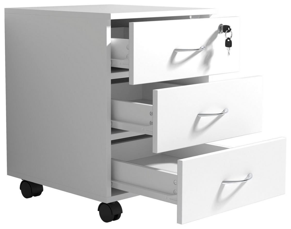 ROLLCONTAINER 40/54/44 cm  - Silberfarben/Weiß, Design, Holzwerkstoff/Kunststoff (40/54/44cm) - MID.YOU