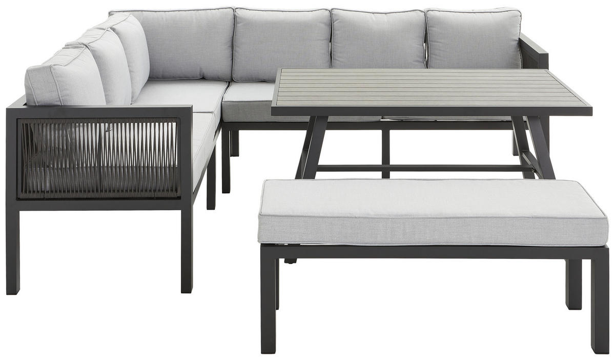 SET DINING LOUNGE 16 piese  195/244 cm   - gri deschis/gri închis, Konventionell, plastic/metal (195/244cm) - Ambia Garden