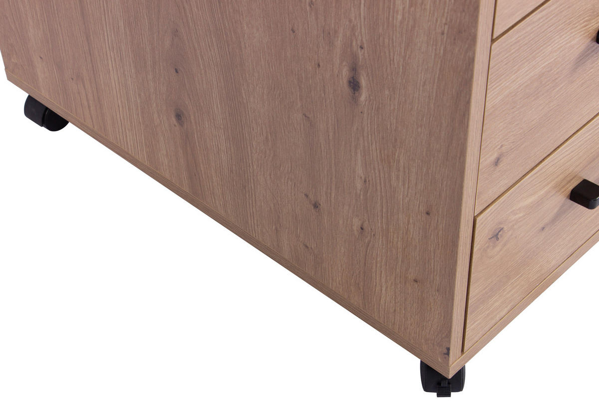 ROLLCONTAINER 43/56/60 cm  - Schwarz/Eiche Artisan, MODERN, Holzwerkstoff/Kunststoff (43/56/60cm) - Livetastic