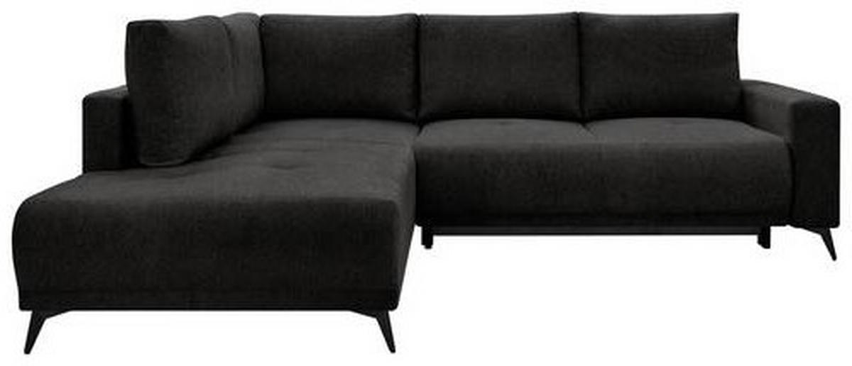 ECKSOFA RAFAEL Schwarz Struktur Rückenkissen, Bettkasten  - Schwarz, Design, Textil/Metall (218/269cm) - P & B