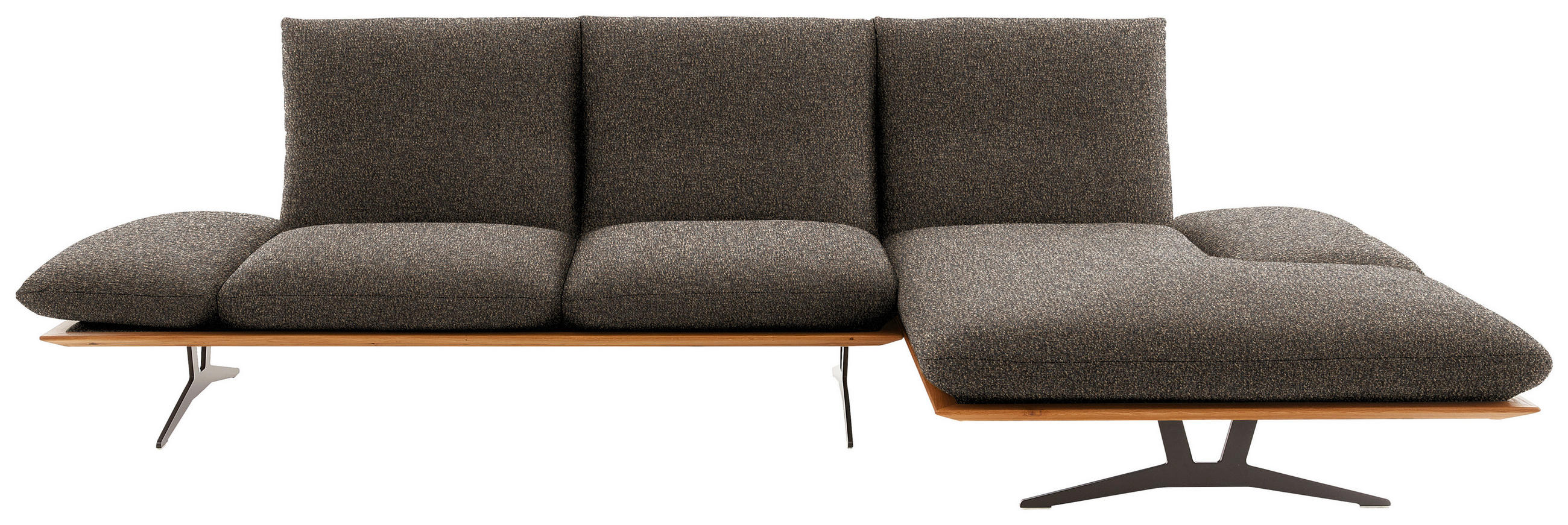 ECKSOFA in Flachgewebe Dunkelbraun  314/159 cm  - Dunkelbraun/Schwarz, Design, Holz/Textil (314/159cm) - Dieter Knoll