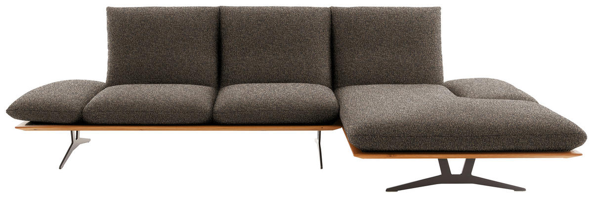 ECKSOFA in Flachgewebe Dunkelbraun  314/159 cm  - Dunkelbraun/Schwarz, Design, Holz/Textil (314/159cm) - Dieter Knoll