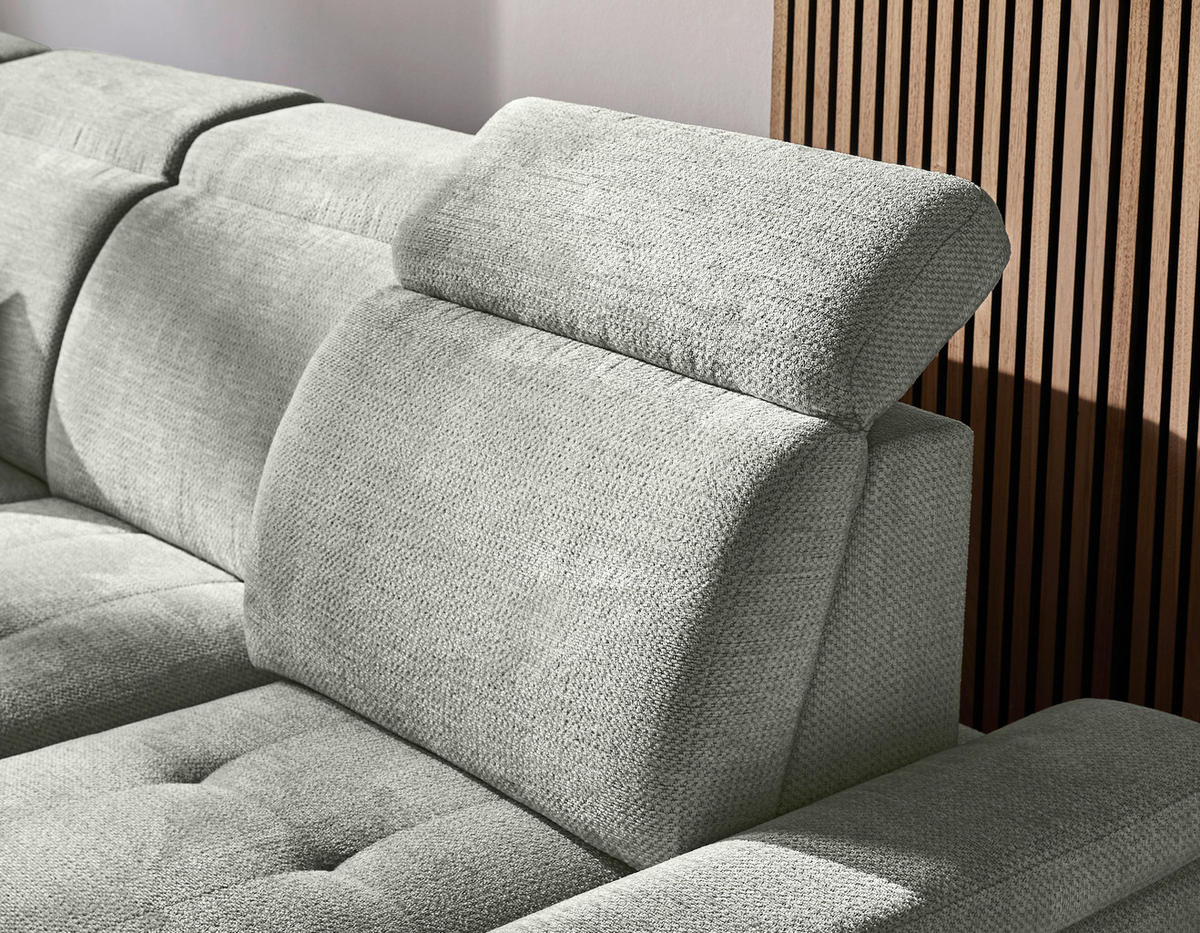 WOHNLANDSCHAFT Grau, Hellgrau Struktur  - Hellgrau/Schwarz, Design, Textil/Metall (270/364/190cm) - Stylife