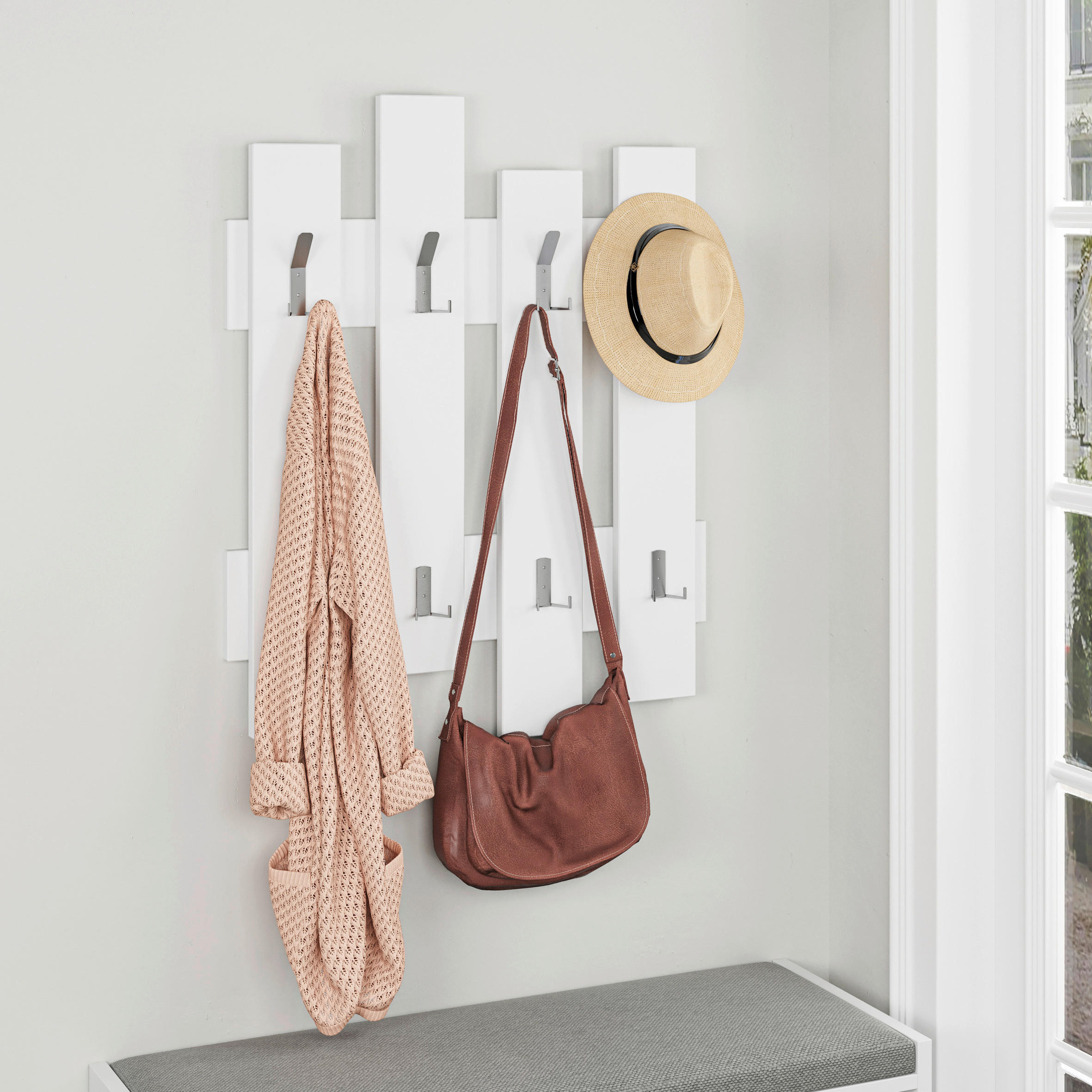 WANDGARDEROBE - Weiß, Design, Holzwerkstoff (64/81/4cm) - Livetastic