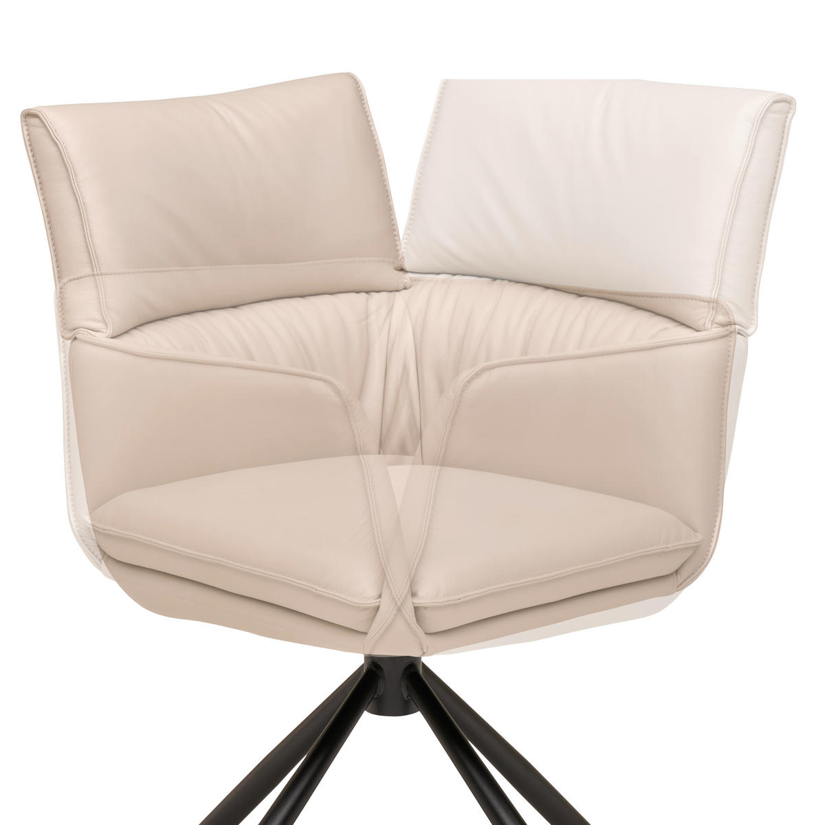 STOLICA S NASLONOM ZA RUKE  svijetlo siva  koža      - svijetlo siva/crna, Moderno, koža/metal (64/90,5/64,5cm) - Livetastic