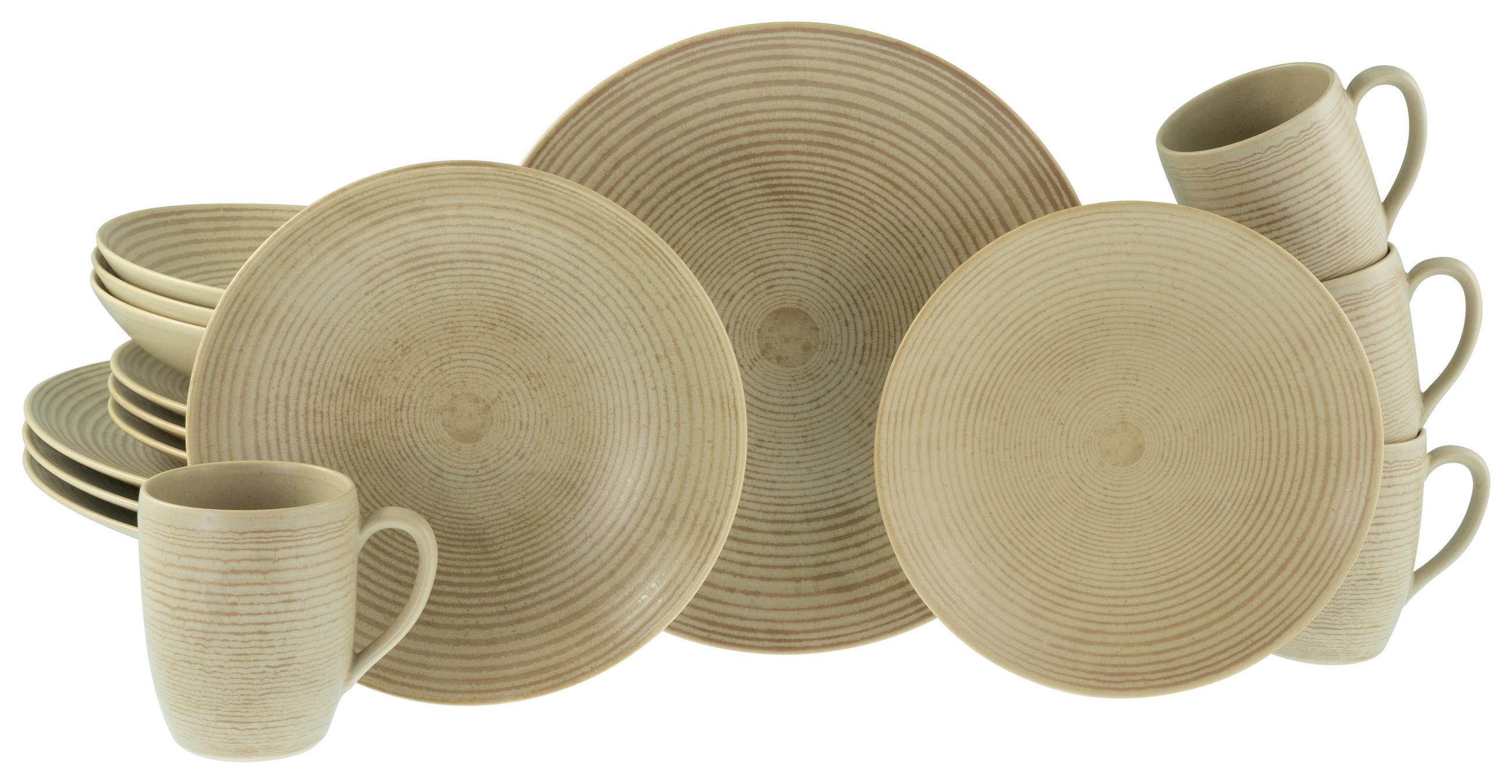 KOMPLETT SERVIS 16 delar  - sandfärgad, Design, keramik - Creatable