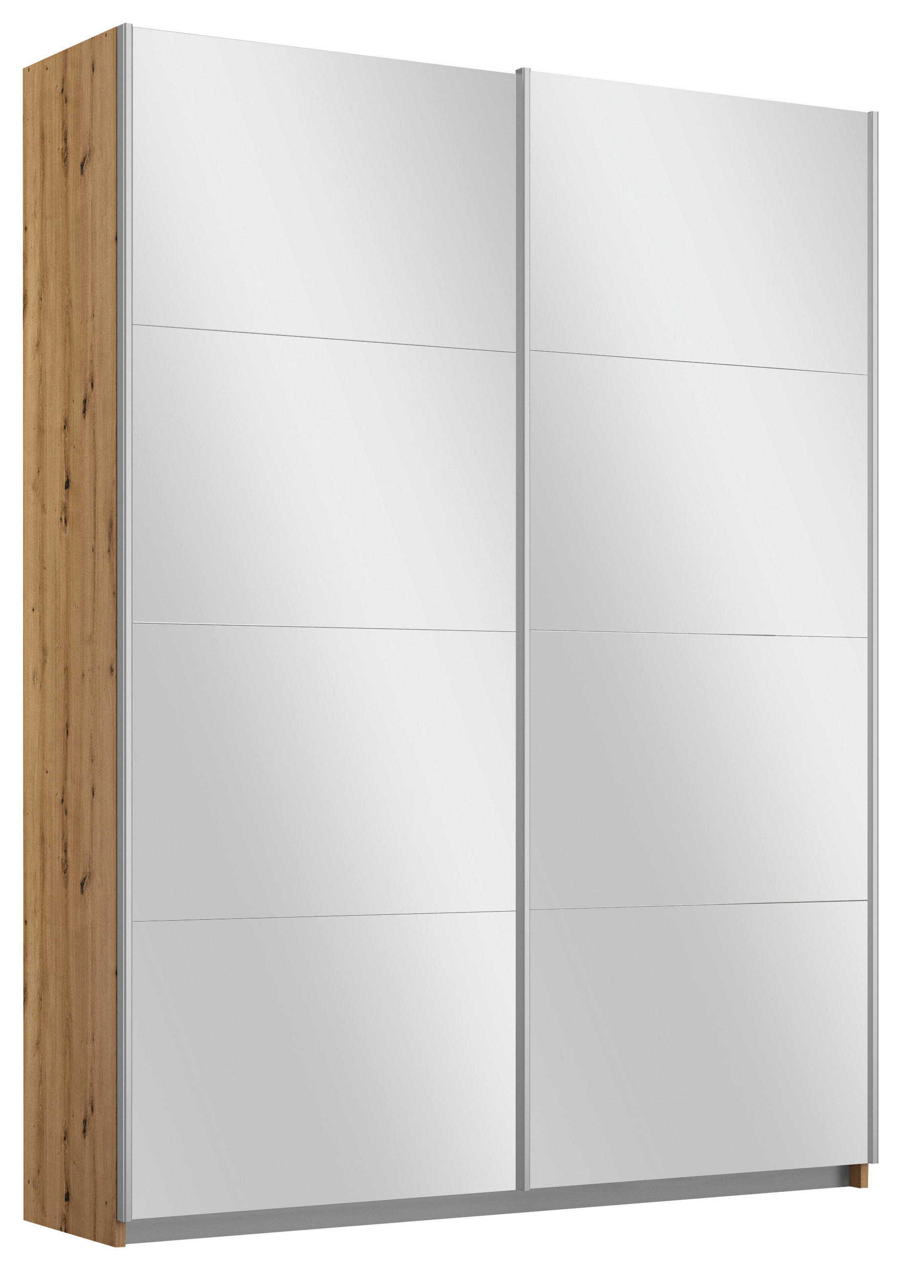 SCHWEBETÜRENSCHRANK in Silberfarben, Eiche Artisan - Silberfarben/Alufarben, Modern, Holzwerkstoff/Metall (136/197/61cm) - Rauch Möbel