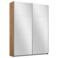 SCHWEBETÜRENSCHRANK in Silberfarben, Eiche Artisan  - Silberfarben/Alufarben, Modern, Holzwerkstoff/Metall (136/197/61cm) - Rauch Möbel