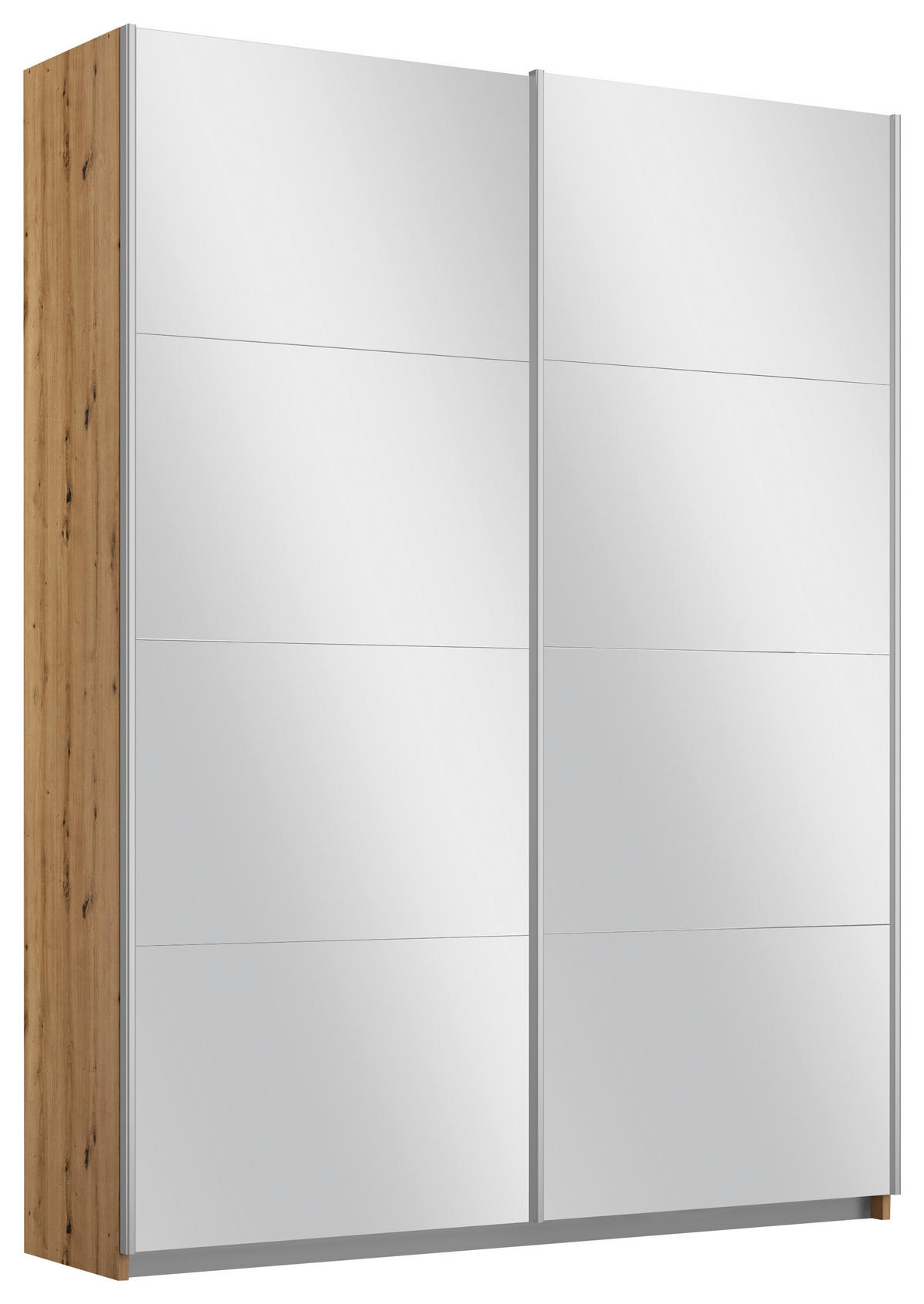 SCHWEBETÜRENSCHRANK in Silberfarben, Eiche Artisan  - Silberfarben/Alufarben, Modern, Holzwerkstoff/Metall (136/197/61cm) - Rauch Möbel