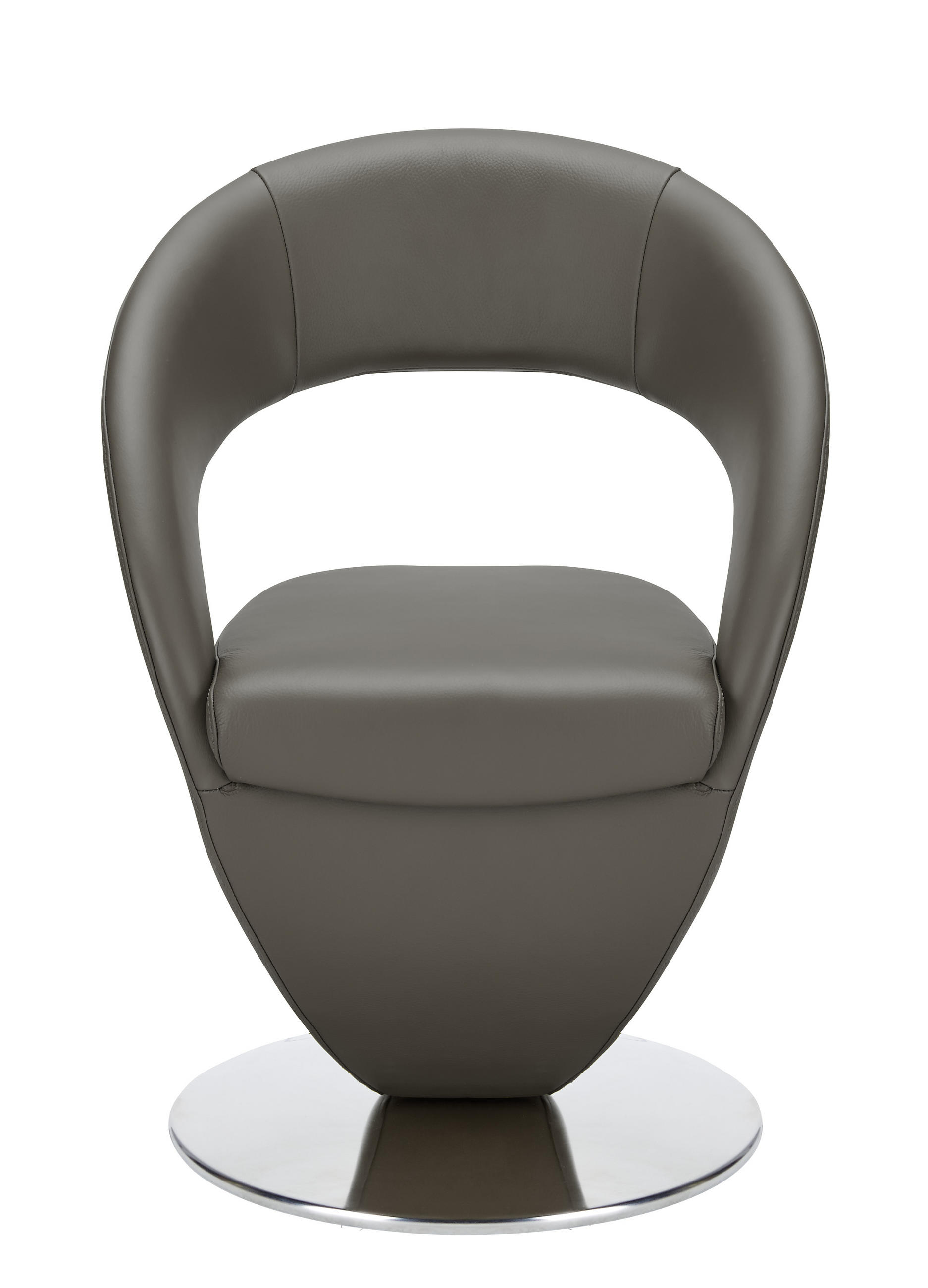 STUHL Echtleder Edelstahlfarben, Dunkelgrau  - Edelstahlfarben/Dunkelgrau, Design, Leder/Metall (62/86/61cm) - Moderano