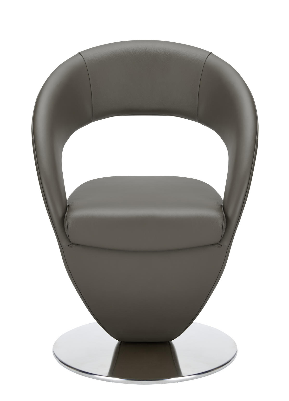 STUHL Echtleder Edelstahlfarben, Dunkelgrau  - Edelstahlfarben/Dunkelgrau, Design, Leder/Metall (62/86/61cm) - Moderano