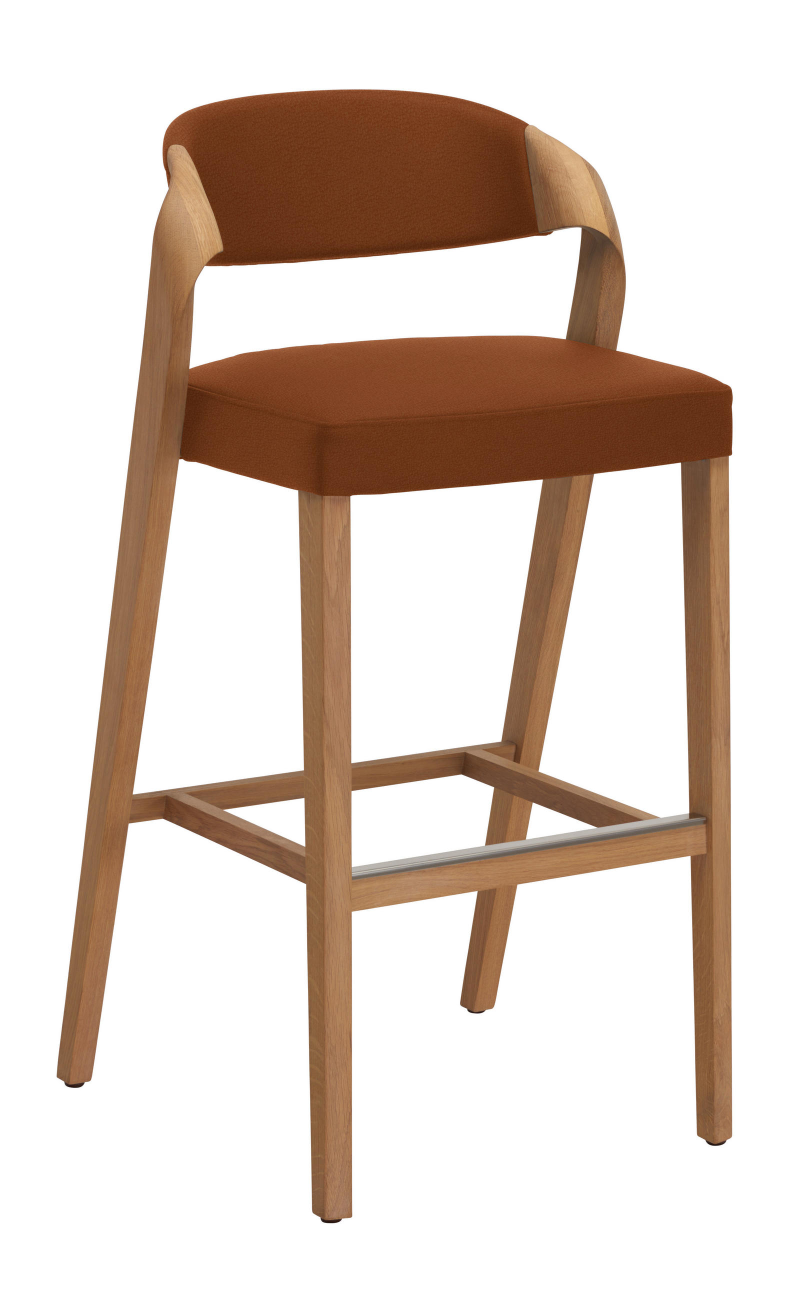 BARHOCKER Holz, Leder Cognac, Wildeiche  - Wildeiche/Cognac, Natur, Leder/Holz (52/103/52cm) - Voglauer