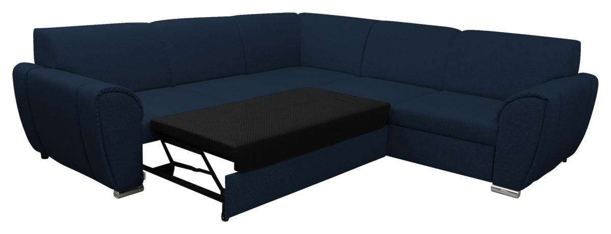 ECKSOFA in Flachgewebe Dunkelblau  266/266 cm  - Silberfarben/Dunkelblau, Design, Kunststoff/Textil (266/266cm) - Livetastic