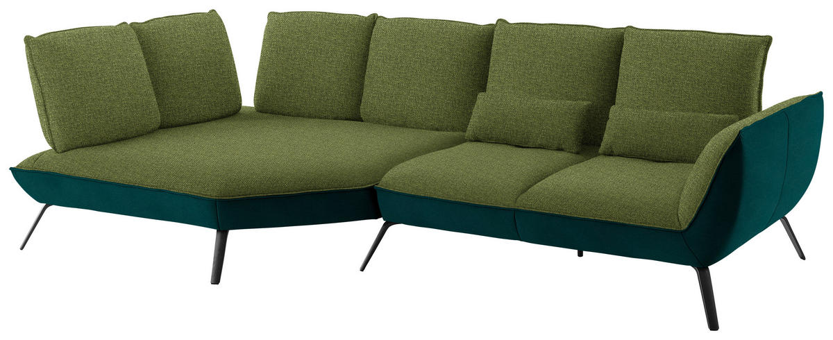Freisteller von Moderano ECKSOFA Grün Flachgewebe.