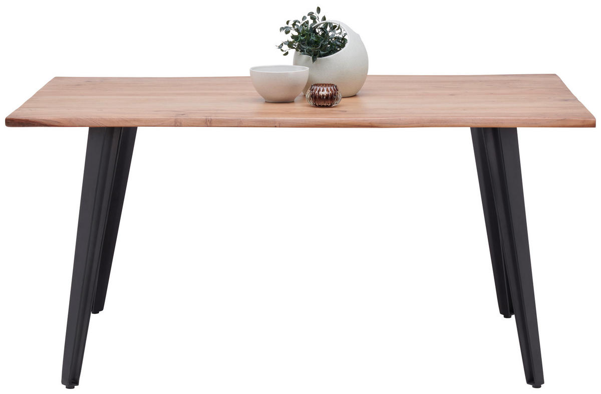 JÍDELNÍ STŮL, akácie, černá, barvy akácie, 160/90/77 cm - černá/barvy akácie, Moderní, kov/dřevo (160/90/77cm) - Livetastic