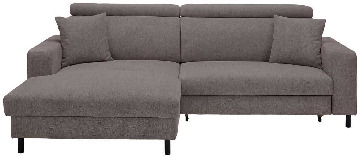 ECKSOFA in Flachgewebe Mokka  166/262 cm  - Schwarz/Mokka, Design, Textil/Metall (166/262cm) - Xora