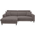 ECKSOFA in Flachgewebe Mokka  166/262 cm  - Schwarz/Mokka, Design, Textil/Metall (166/262cm) - Xora