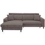 ECKSOFA in Flachgewebe Mokka  166/262 cm  - Schwarz/Mokka, Design, Textil/Metall (166/262cm) - Xora