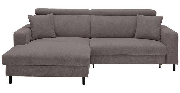 ECKSOFA in Flachgewebe Mokka  166/262 cm  - Schwarz/Mokka, Design, Textil/Metall (166/262cm) - Xora