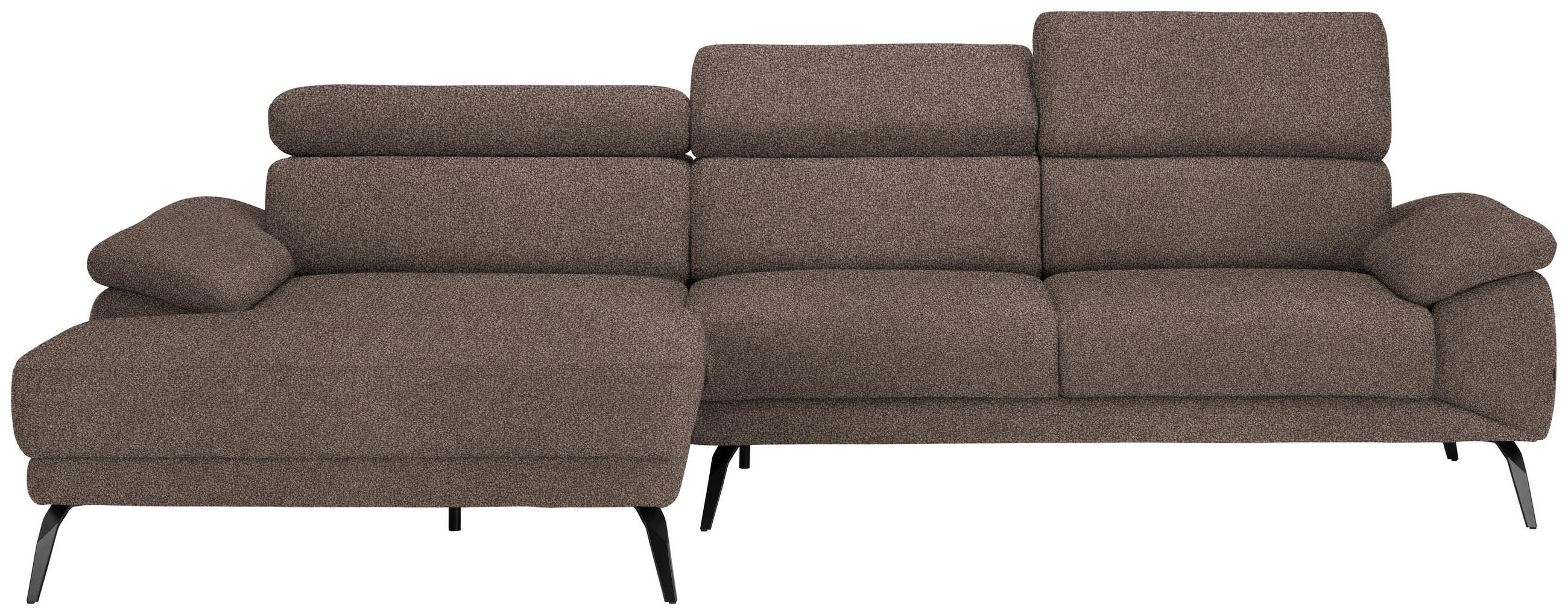 ECKSOFA Braun Velours  - Schwarz/Braun, Design, Textil/Metall (187/295cm) - Novel