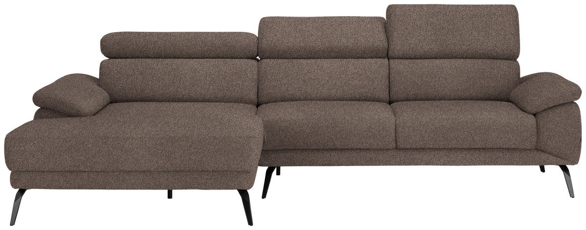 ECKSOFA in Velours Braun  - Schwarz/Braun, Design, Textil/Metall (187/295cm) - Novel