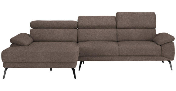 ECKSOFA in Velours Braun  - Schwarz/Braun, Design, Textil/Metall (187/295cm) - Novel