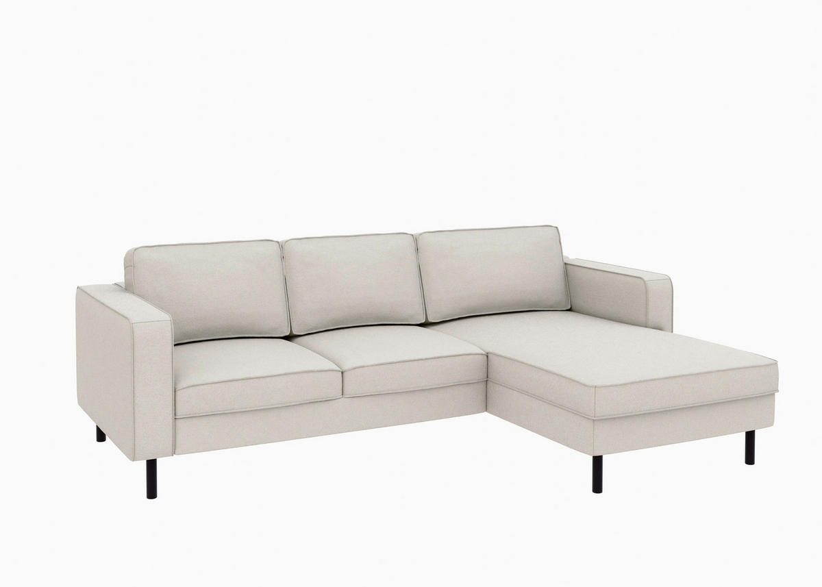 ECKSOFA WATKINS Sandfarben Struktur  - Sandfarben/Schwarz, MODERN, Textil/Metall (232/161cm) - Trendmanufaktur