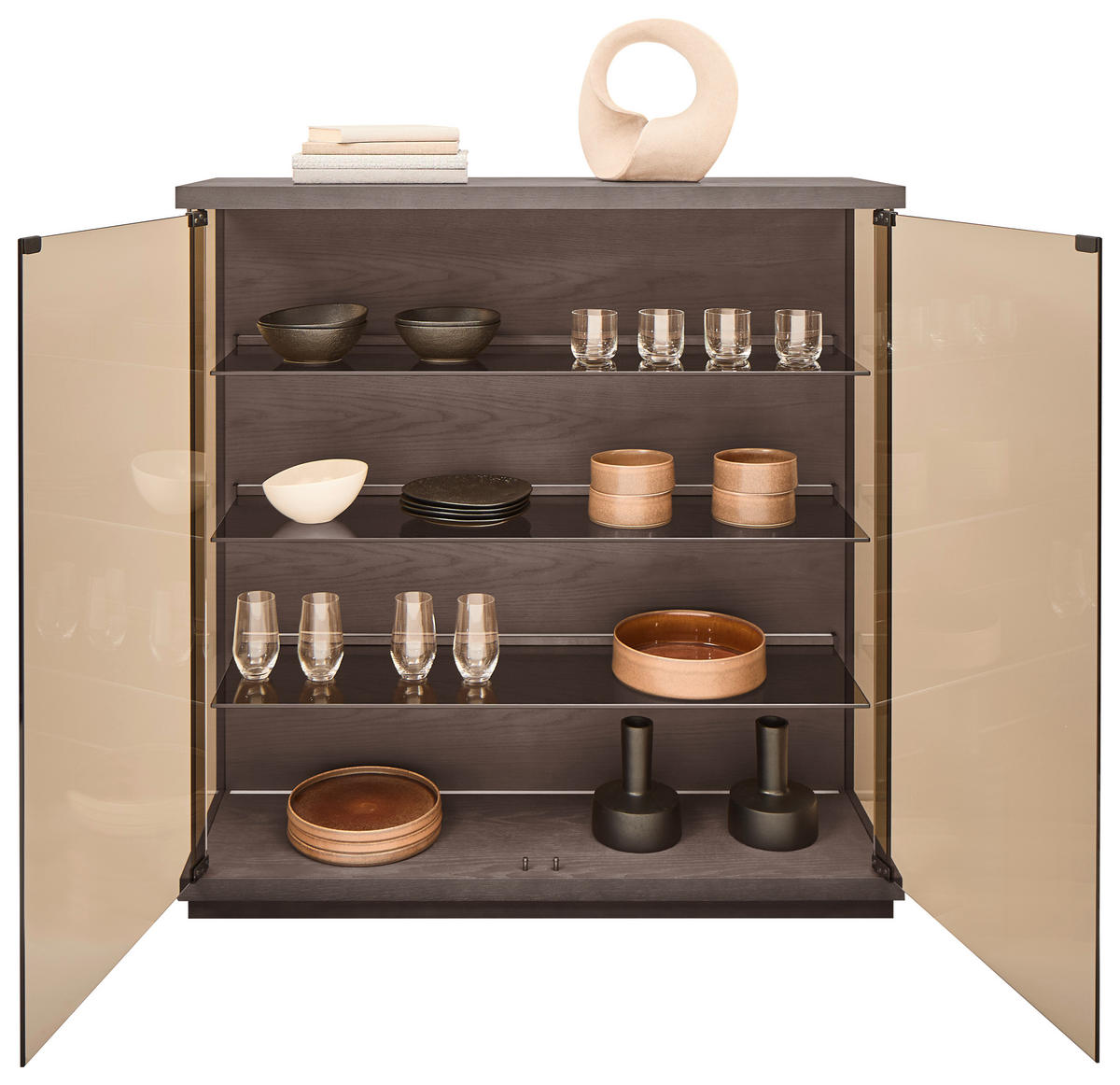 VITRINE Eiche dunkel  117/128/38 cm  - Eiche dunkel, Design, Glas/Holz (117/128/38cm) - Emilio Belluti